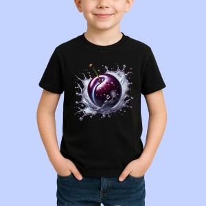 Tricou Pruna si stropi violet, Fructe, Copii | Dama, culoare negru