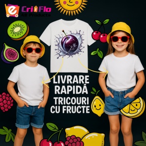 Tricou Pruna si stropi violet, Fructe, Copii | Dama - Img 6