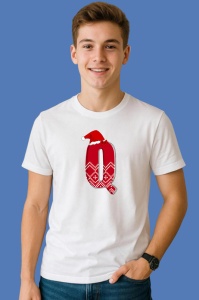 Tricou Q Litera Rosie Cu Caciulita Si Inimioare Albe, din bumbac 100% Copii | Dama | Barbat - Img 2