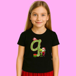 Tricou Q Litere Craciun Cu Mos Si Spiridus Verde, din bumbac 100% Copii | Dama | Barbat - Img 3