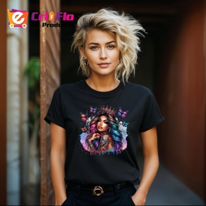 Tricou Rainbow hair queen butterflies tattoo, regina par curcubeu fluturi si tatuaj, Copii | Dama | Barbat , tricou negru - Img 8