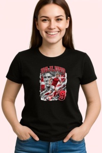 Tricou Rasmus Hojlund Danemarca Atacant United Fotbal, din bumbac 100%, tricou negru Copii | Dama | Barbat - Img 3