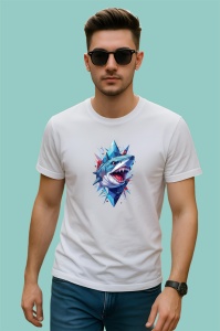 Tricou Rechin Albastru Design Agresiv, Copii | Dama | Barbat - Img 2
