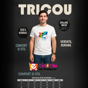 Tricou Rechin graffiti cu efecte vizuale pradator colorat Copii | Dama | Barbat - Img 7