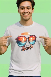 Tricou Reflexie pe ochelari text salty beach vara la malul marii Copii | Dama | Barbat Barbat - Img 2