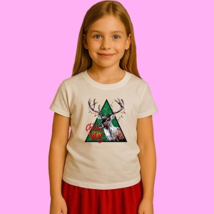 Tricou Ren Cap Simplu Pe Fundal Negru, din bumbac 100%, tricou alb, Copii | Dama | Barbat - Img 2