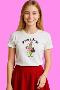 Tricou Retro Pink Grinch Squad Santa Hat Cutting Digital, din bumbac 100%, tricou alb, Copii | Dama | Barbat - Img 4