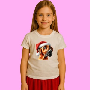 Tricou Rhodesian Ridgeback Craciun Expresiv, din bumbac 100%, tricou alb, Copii | Dama | Barbat - Img 2