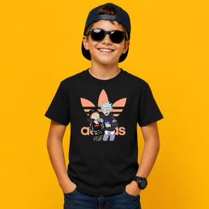 Tricou Rick And Morty Streetwear Style Logo Portocaliu Urban Art, din bumbac 100%, tricou negru, Copii | Dama | Barbat - Img 3