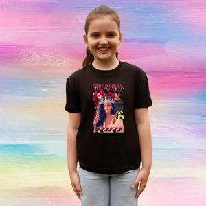 Tricou Rihanna - Galaxy Look, muzica Pop, Dama | Barbat | Copii, Culoare Negru - Img 4