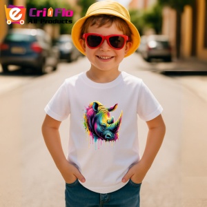 Tricou Rinocer colorat forta si protectie in arta dripping Copii | Dama | Barbat - Img 10