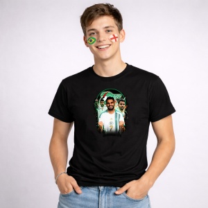 Tricou Riyad Mahrez Algeria World Cup Fifa 2026 V2, din bumbac 100%, tricou negru, Copii | Dama | Barbat - Img 2
