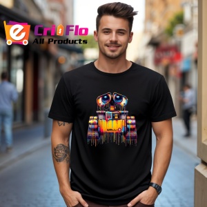 Tricou Robot wall e stil graffiti colorat Copii | Dama | Barbat, culoare negru - Img 6