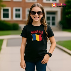 Tricou Romania Drapel cu text Negru |Colectia Tricouri Romania - Img 8