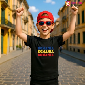 Tricou Romania text tricolor Negru |Colectia Tricouri Romania - Img 2