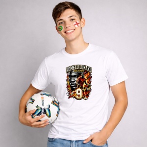 Tricou Romelu Lukaku Belgium World Cup Fifa 2026, din bumbac 100%, tricou alb, Copii | Dama | Barbat - Img 3