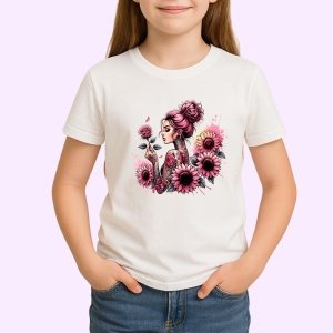 Tricou roses and curls tattoo woman, femeie cu bucle si tatuaje cu trandafiri, Copii | Dama | Barbat