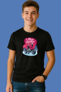 Tricou Santa Motorbike Ride, din bumbac 100% Copii | Dama | Barbat - Img 2