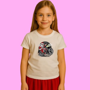 Tricou Santa Motorcycle Rider, din bumbac 100% Copii | Dama | Barbat - Img 3