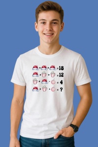 Tricou Santa Mug Ornaments Math Puzzle, din bumbac 100%, tricou alb, Copii | Dama | Barbat - Img 1