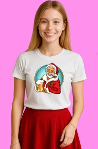 Tricou Santa With Beer, din bumbac 100% Copii | Dama | Barbat
