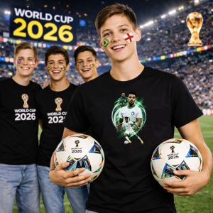 Tricou Saudi Arabia World Cup Fifa 2026 V5, din bumbac 100%, tricou negru, Copii | Dama | Barbat - Img 7