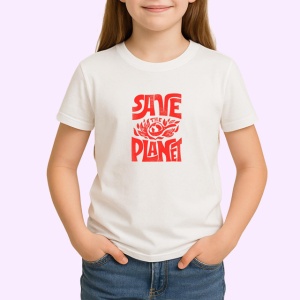Tricou Save The Planet Design Ecologic Rosu, din bumbac 100% , tricou alb pentru Copii | Dama | Barbat