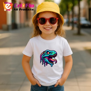 Tricou Schelet dinozaur cu contur albastru neon Copii | Dama | Barbat - Img 11