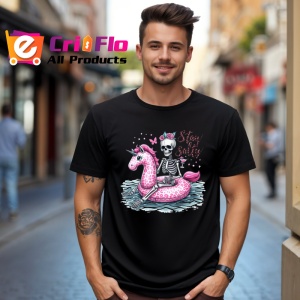 Tricou Schelet pe flamingo roz text stay salty design amuzant de vara Copii | Dama | Barbat Barbat - Img 18