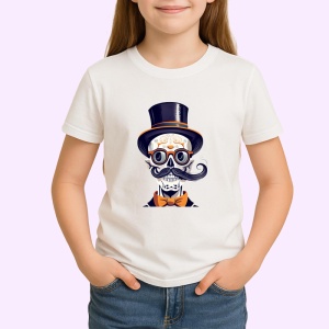 Tricou Schelet pe luna cu palarie vrajitoare si fundal albastru Copii | Dama | Barbat - Img 4