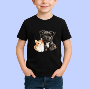 Tricou Schnauzer Miniatural negru si pisica portocalie legatura stransa Copii | Dama | Barbat Barbat - Img 6