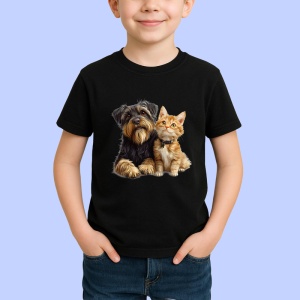 Tricou Schnauzer Miniatural si pisica portocalie cei mai buni prieteni Copii | Dama | Barbat Barbat - Img 6