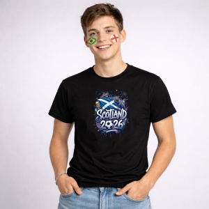 Tricou Scotland World Cup 2026 Fifa, din bumbac 100%, tricou negru, Copii | Dama | Barbat - Img 2