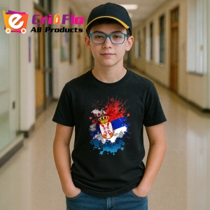 Tricou Serbia Steag Splash Art, Copii | Dama | Barbat, culoare negru - Img 10