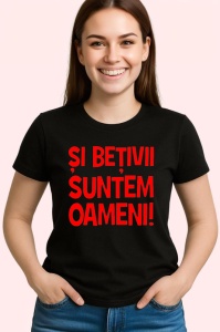 Tricou si betivii suntem oameni mesaj comic, Copii | Dama | Barbat , tricou negru - Img 2