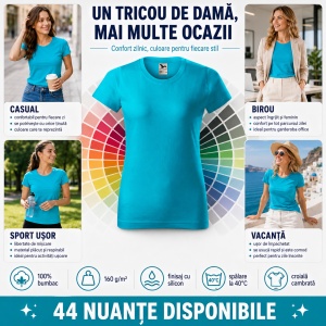 Tricou simplu damă, clasic lejer basic pentru femei | 44 de culori disponibile XS - 2XL - Img 7