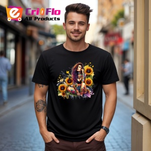 Tricou Sitting bike sunflower tattooed woman, femeie tatuata asezata cu bicicleta si floarea soarelui, Copii | Dama | Barbat , tricou negru - Img 10