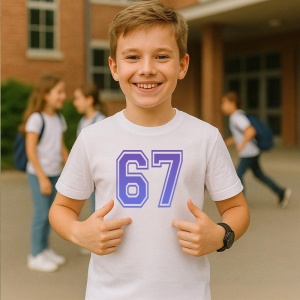 Tricou SIX SEVEN 67 Contur Violet Simplu, din bumbac 100%, tricou alb, Copii | Dama | Barbat - Img 2