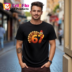Tricou SIX SEVEN 67 Curcan Cifra, din bumbac 100%, tricou negru, Copii | Dama | Barbat
