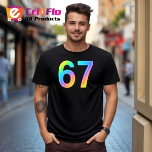 Tricou SIX SEVEN 67 Gradient Curcubeu Modern, din bumbac 100%, tricou negru, Copii | Dama | Barbat - Img 2