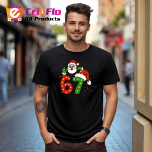 Tricou SIX SEVEN 67 Mos Craciun Salut 2, din bumbac 100%, tricou negru, Copii | Dama | Barbat - Img 2