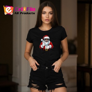 Tricou SIX SEVEN 67 Mos Craciun Serios, din bumbac 100%, tricou negru, Copii | Dama | Barbat - Img 3