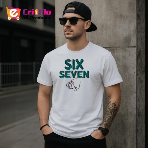 Tricou SIX SEVEN 67 Text Clasic Cu Mana, din bumbac 100%, tricou alb, Copii | Dama | Barbat - Img 3