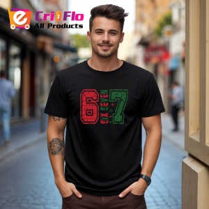 Tricou SIX SEVEN 67 Texturat Rosu Verde, din bumbac 100%, tricou negru, Copii | Dama | Barbat - Img 2