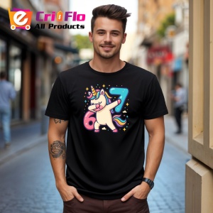 Tricou SIX SEVEN 67 Unicorn Colorat Vesel, din bumbac 100%, tricou negru, Copii | Dama | Barbat
