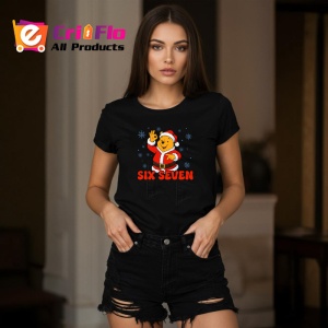 Tricou SIX SEVEN 67 Urs Craciun Vesel, din bumbac 100%, tricou negru, Copii | Dama | Barbat - Img 3