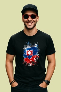 Tricou Slovakia Steag Splash Art, Copii | Dama | Barbat, culoare negru - Img 2