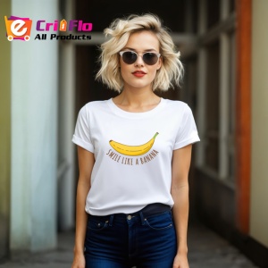 Tricou Smile Like A Banana Ilustratie Banana Galbena, din bumbac 100% , tricou alb pentru Copii | Dama | Barbat - Img 8