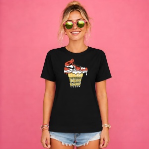 Tricou Sneaker Portocaliu Cos Baschet Numar 23, din bumbac 100%, tricou negru, Copii | Dama | Barbat - Img 2
