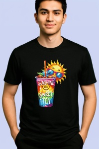 Tricou Soare cu ochelari si pahar text sunshine and sweet tea vara relaxata Copii | Dama | Barbat Barbat - Img 5